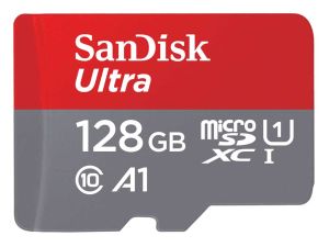 242223 SanDisk Mobile Ultra MicroSD 128GB 100MB/s UHS-I mit Adapter - Perspektive