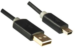 244485 Dinic USB 2.0 auf Mini-USB Kabel 0,5m schwarz Blister - Perspektive