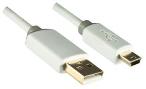 244486 Dinic USB 2.0 auf Mini-USB Kabel 0,5m weiß Blister - Perspektive